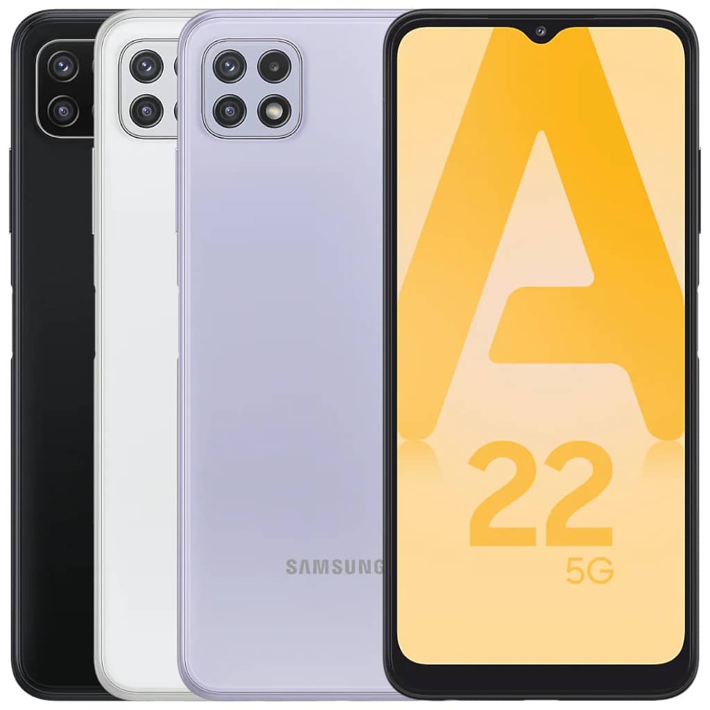 SmartPhone Samsung Galaxy A22 5G (SM-A226),  64Go Gris, Blanc ou Violet (Grade AB) Reconditionné