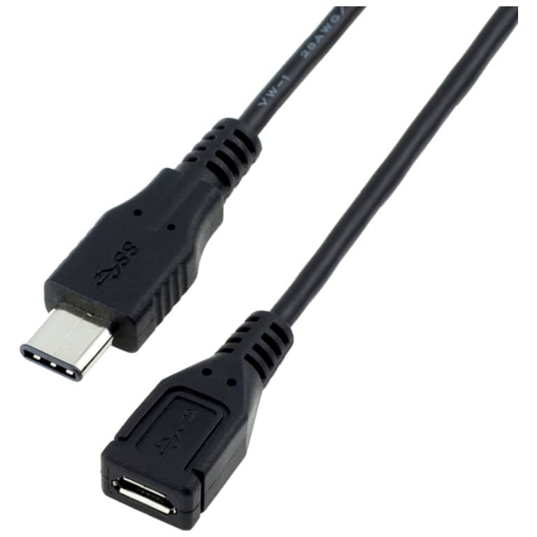 Cable Adaptateur MF USB 2TypeC vers 1x Micro USB, 0.2m (MF-USC.MUS-0002BK)