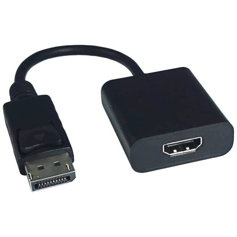 Cable Adaptateur DisplayPort vers 1x HDMI MF,  0.1m Noir (ADMF-DPP.HDM-0001BK)