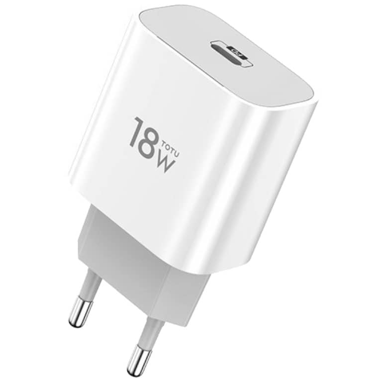 Chargeur secteur pour Smartphone et Tablette, 3.4A Blanc 1x USB 3TypeC 18W (Totu CACQ-05)