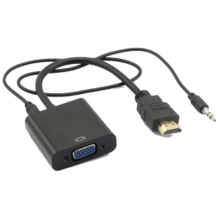 [C_ADHDM-051231] Adaptateur HDMI vers 1x VGA, 1x Jack 3.5mm MF,  0.1m Noir (ADMF-HDM.VGAJ35-0001BK)