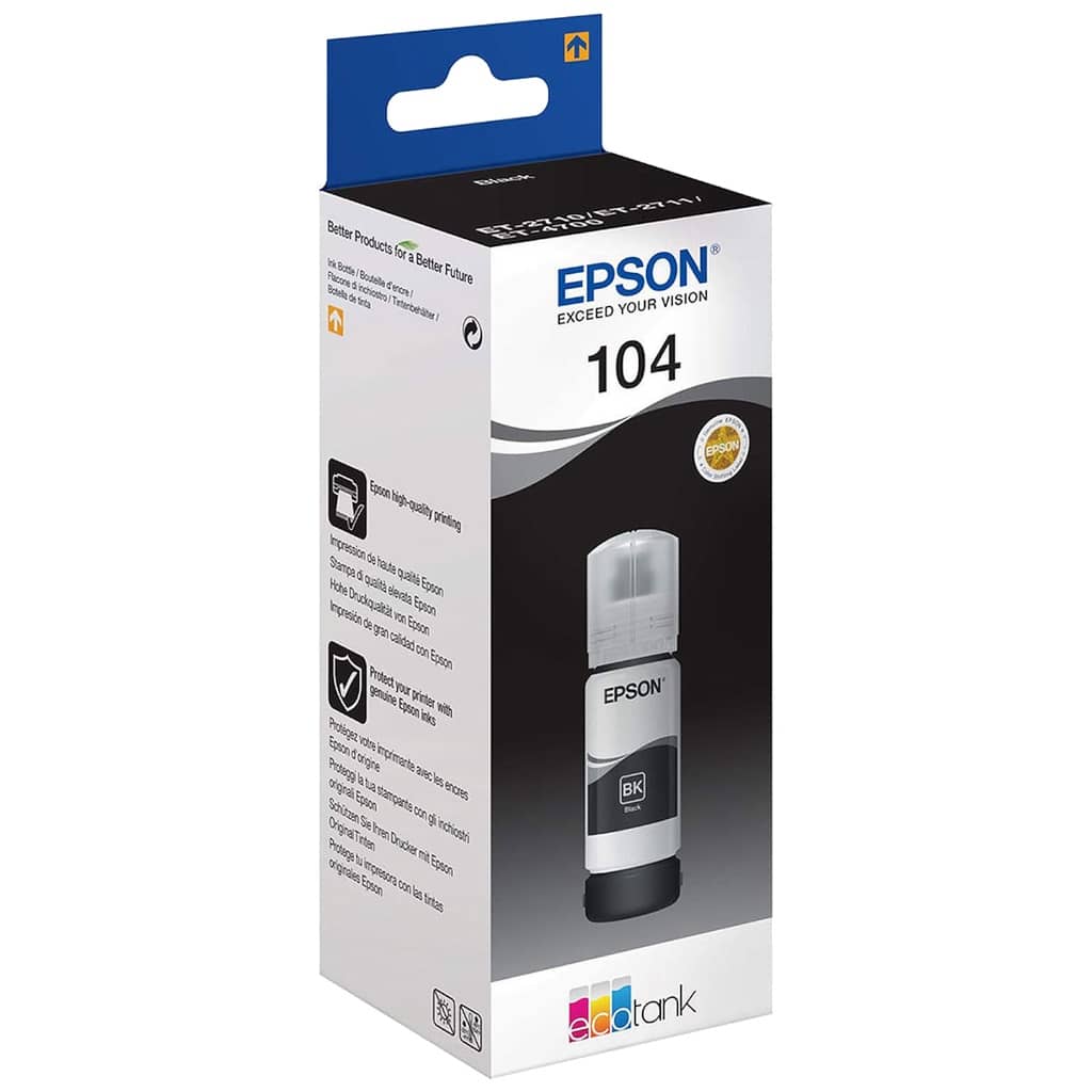 Bidon d'encre Epson 104 EcoTank, Noir (C13T00P140)