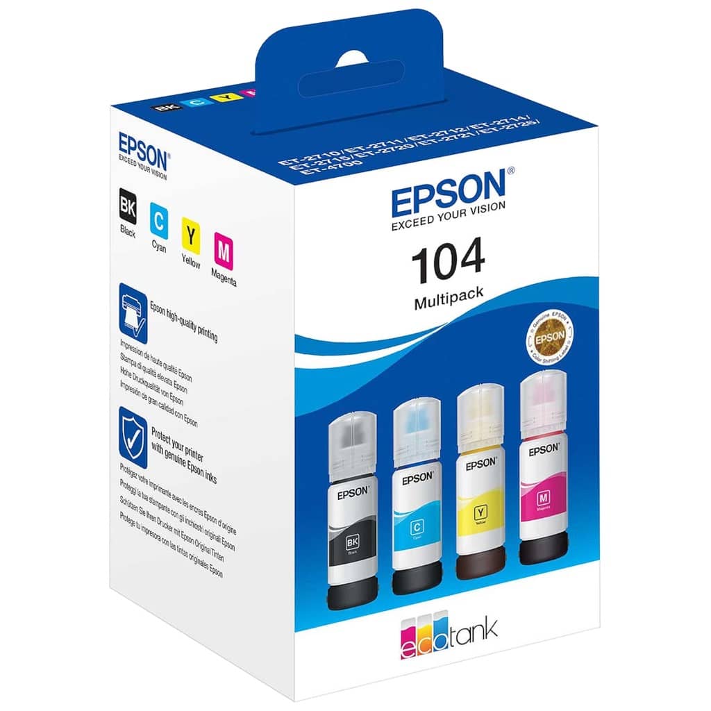 Bidon d'encre Epson 104 EcoTank, MultiPack (C13T00P640)