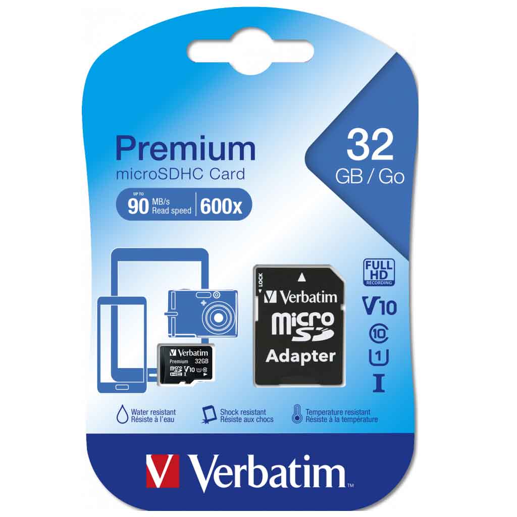 Carte mémoire Micro SD Verbatim Premium - 32Go (44083)