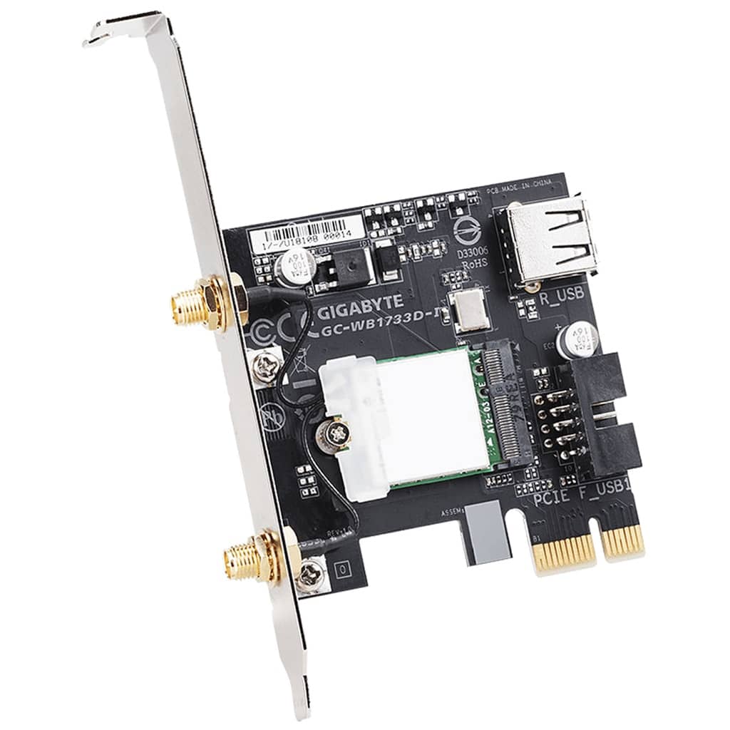Carte réseau PCIe Bluetooth 5.0/WiFi AC1750 Gigabyte _ GC-WB1733D-I