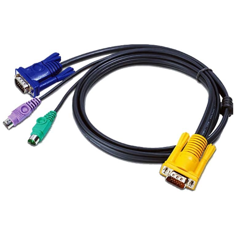 [C_SWKVM-051491] Kit KVM 1x VGA, 2x PS2 MM, 1.80/2.00m Noir _ KVM-VGA/2xPS2-0020BK