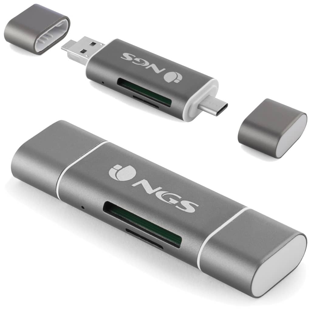 Lecteur de cartes USB 2.0/Micro USB 2.0/USB 2TypeC NGS, Gris _ NGS-HUB-0042