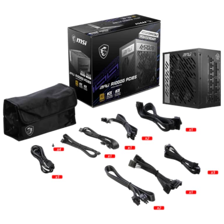 Alimentation ATX3.0 MSI MPG A1000G PCIE5, 1000W Modulaire 80PLUS Gold _ 306-7ZP7C11-CE0