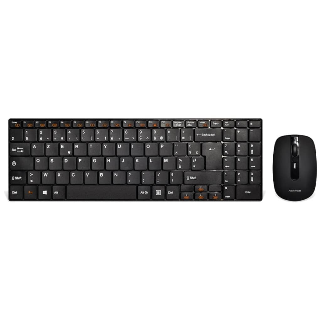 Pack Clavier/Souris Sans fil RF Advance Combo Multimédia, Noir _ CLS-SLIM-BK
