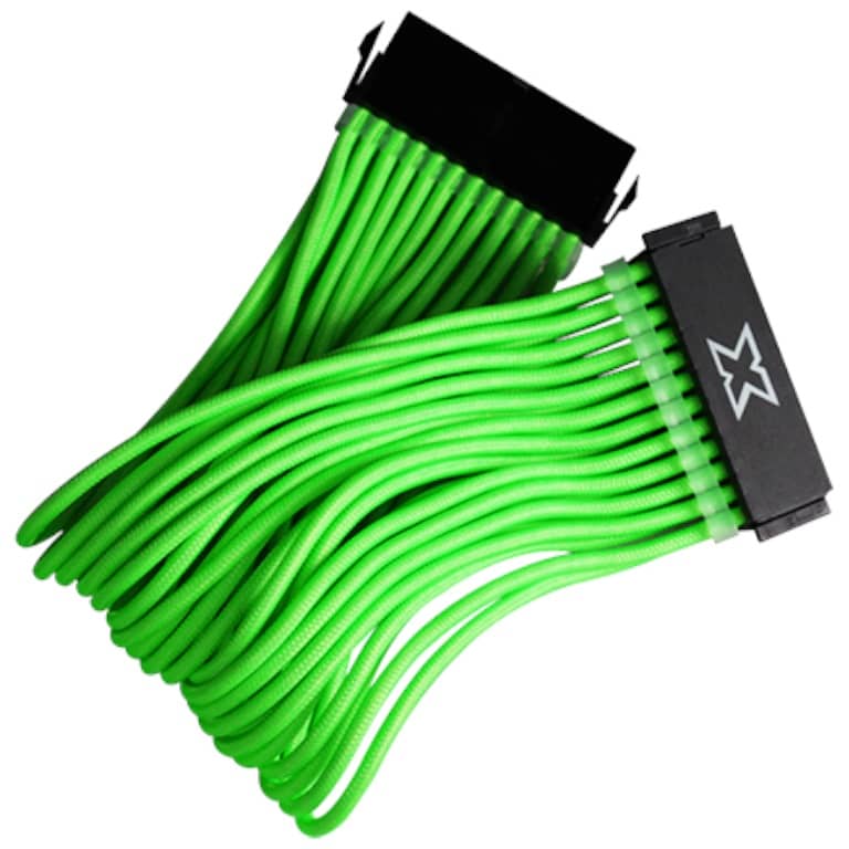 Cable Rallonge MF ATX (20+4pins),  0.25m Vert (Xigmatek iCable EN47413)