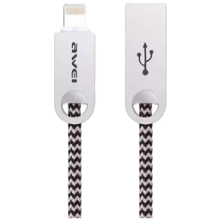 Cable Adaptateur MM USB 2.0 vers 1x Lightning,  1.0m Gris (Awei CL-20GR)