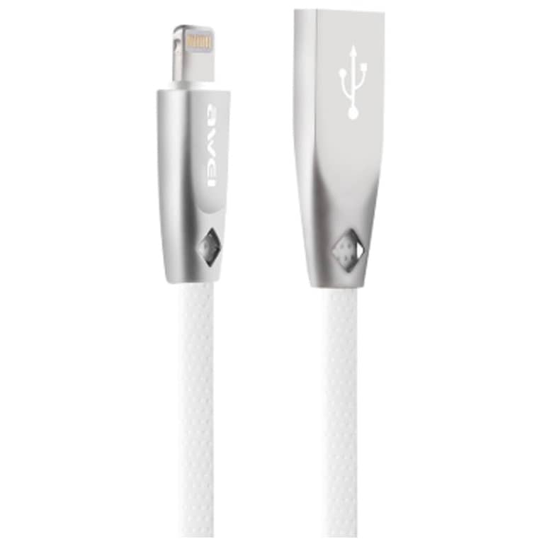 Cable Adaptateur MM USB 2.0 vers 1x Lightning,  1.0m Blanc (Awei CL-95WH)