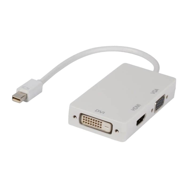 Cable Adaptateur MF Mini DisplayPort vers 1x DVI-D, 1x HDMI, 1x DisplayPort,  0.1m Blanc (MF-MDP.xxx-0001WT)