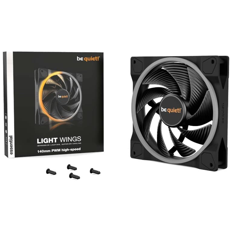 Ventilateur pour Boitier 140mm Be Quiet Light Wings PWM High-Speed, Noir ARGB _ BL075