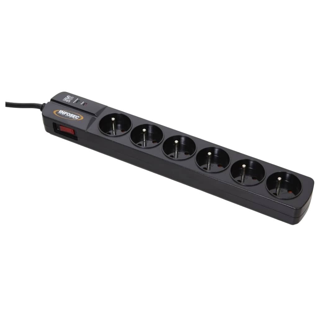 Multiprise parafoudre Infosec S6 Black Line II, 6x secteur _ 61296N1