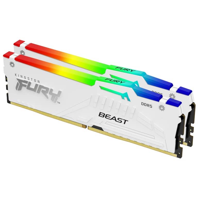 Mémoire DIMM DDR5 6000MHz Kingston, 32Gb (2x 16Gb) Fury Beast Blanc RGB EXPO (EXPO/XMP) _ KF560C36BWE2AK2-32