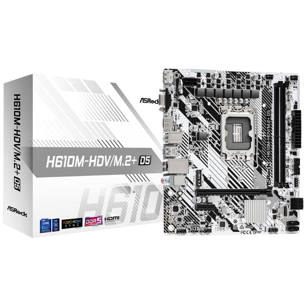 Carte mère Intel 1700 H610 Micro ATX AsRock H610M-HDV/M.2+ D5 _ 90-MXBM50-A0UAYZ
