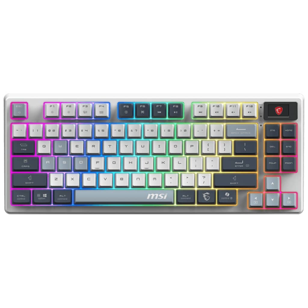 Clavier Sans fil Bluetooth/RF MSI FORGE GK600 TKL WIRELESS SKY, Gris/LED _ S11-43FRP01-HH9