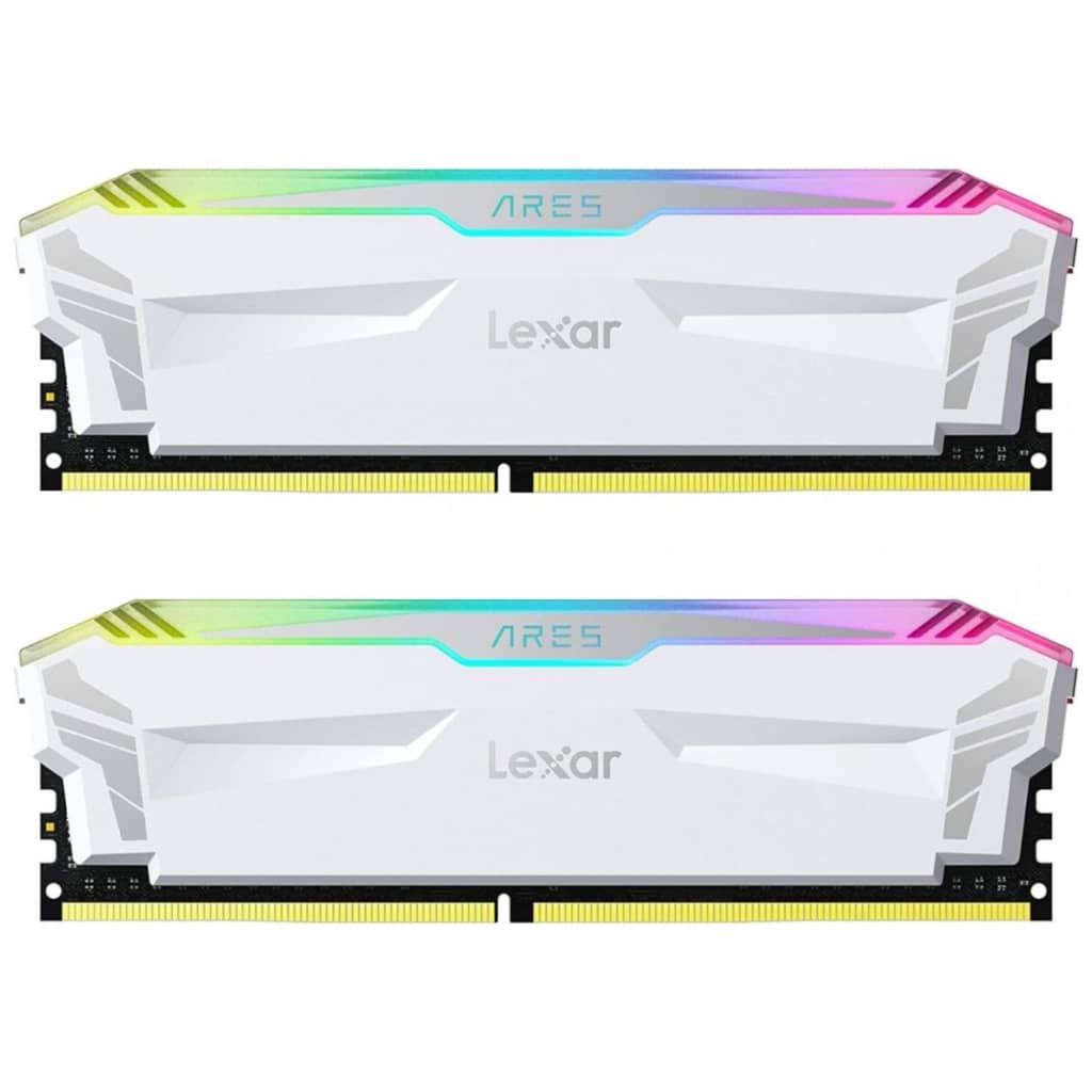 Mémoire DIMM DDR5 6400MHz Lexar, 32Gb (2x 16Gb) ARES Blanc RGB _ LD5EU016G-R6400GDWA