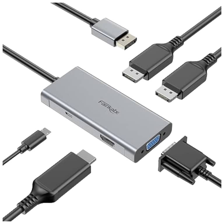 [P_HLxxx-081953] Hub USB DisplayPort, DisplayPort/HDMI/VGA, Gris _ HUB-DPP.xxx-BK