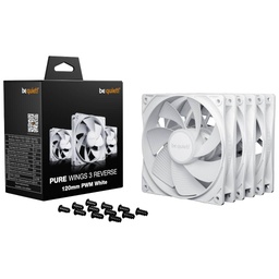 Kit 3x Ventilateurs pour Boitier 120mm Be Quiet Pure Wings3 PWM Reverse, Blanc _ BL136