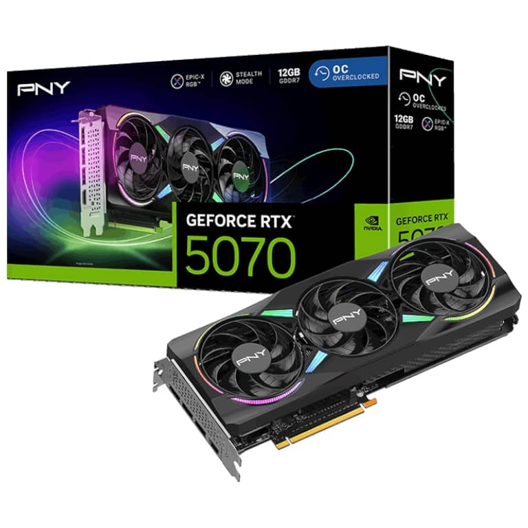 Carte graphique GeForce RTX5070 PNY RTX 5070 ARGB EPIC-X RGB OC Triple Fan _ VCG507012TFXXPB1-O