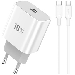 [A_STTOT-182481] Chargeur secteur pour Smartphone et Tablette, 3.4A Blanc 1x USB 3TypeC 18W (Totu CACQ-05 TypeC)