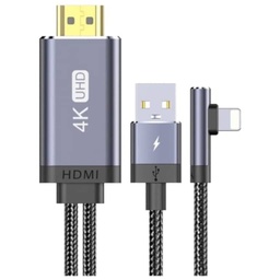 [C_ADUS3-363539] Cable Adaptateur MM Lightning vers 1x HDMII,  2.0m Noir (Totu BL-006)