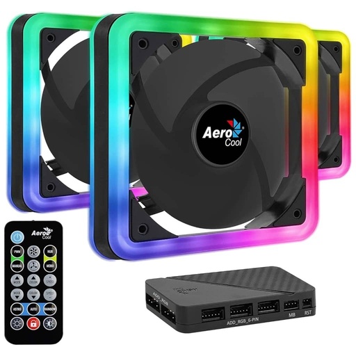 [I_FRAEC-158115] Kit 3x Ventilateurs pour Boitier 140mm Aerocool Edge 14Pro, Noir/RGB _ EDGE14PRO