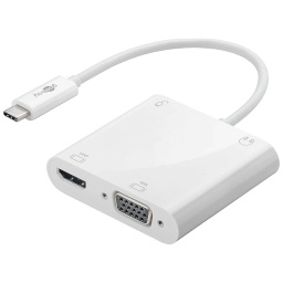 [C_ADUSC-052382] Cable Adaptateur MF USB 3TypeC vers 1x VGA, 1x HDMI,  0.1m Blanc (MF-USC.xxx-0001WT)