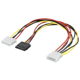 [C_ADMOL-050609] Cable Adaptateur MF Molex (4pins) vers 1x Molex (4pins), 1x SATA (15pins),  0.20m (MF-MOL.xxx-0002xx)