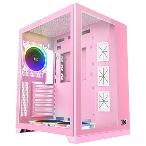 [I_BOXIG-746553] Boitier PC ATX Xigmatek Aquarius S Queen, Rose avec 3x AY120 _ EN46553
