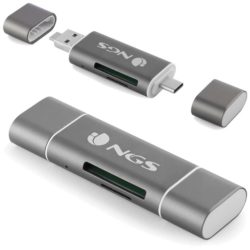 [P_HLNGS-608403] Lecteur de cartes USB 2.0/Micro USB 2.0/USB 2TypeC NGS, Gris _ NGS-HUB-0042