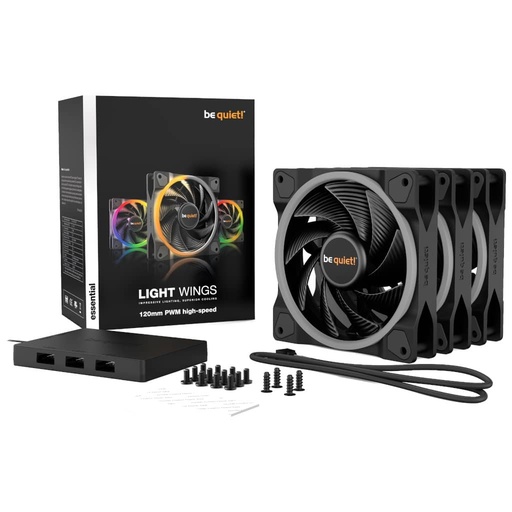 [I_FRBEQ-188811] Kit 3x Ventilateurs pour Boitier 120mm Be Quiet Light Wings PWM High-Speed, Noir ARGB _ BL077