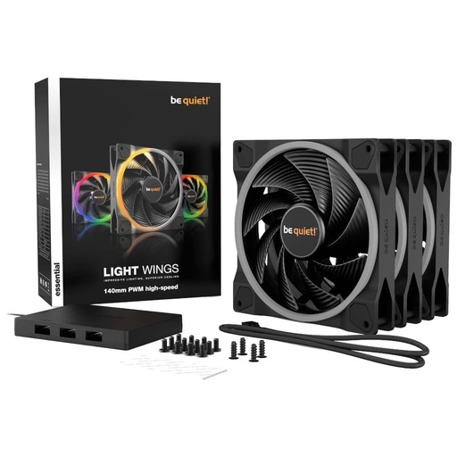 [I_FRBEQ-188835] Kit 3x Ventilateurs pour Boitier 140mm Be Quiet Light Wings PWM High-Speed, Noir ARGB _ BL079