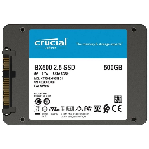 Disque SSD 2.5" SATA Crucial BX500, 500Go _ CT500BX500SSD1