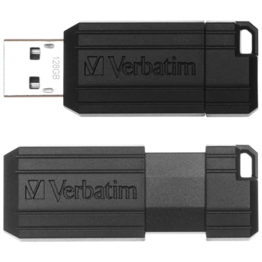 [P_SXVBT-490715] Clé USB 2.0 Verbatim PinStripe2, 128Go Noir _ 49071
