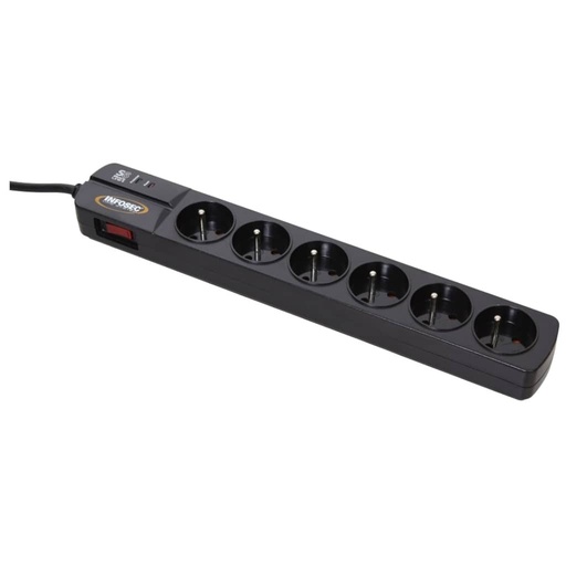 [P_OPINF-612965] Multiprise parafoudre Infosec S6 Black Line II, 6x secteur _ 61296N1