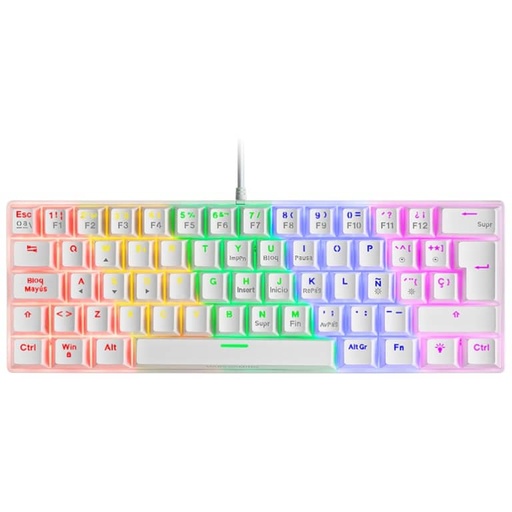 [P_SCMAG-101772] Clavier Filaire USB 2.0 Mars Gaming MK60 Brown, Blanc/LED _ MK60WBRFR