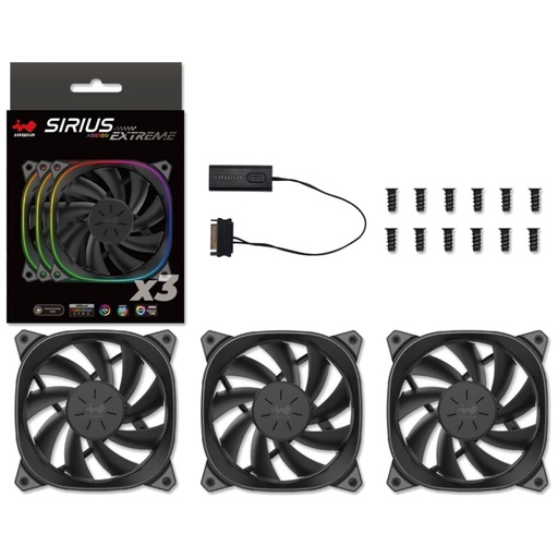 [I_FRINW-950331] Kit 3x Ventilateurs pour Boitier 120mm In Win Sirius Extreme, Noir _ IW-FN-ASE120-3PK