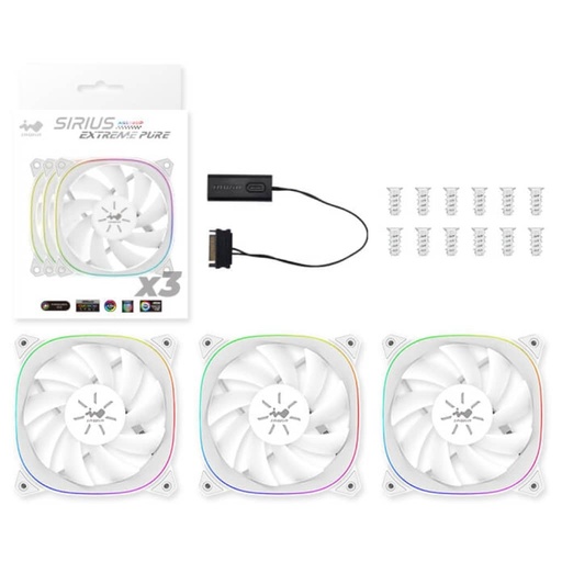 [I_FRINW-950492] Kit 3x Ventilateurs pour Boitier 120mm In Win Sirius Extreme Pure, Blanc _ IW-FN-ASE120P-3PK
