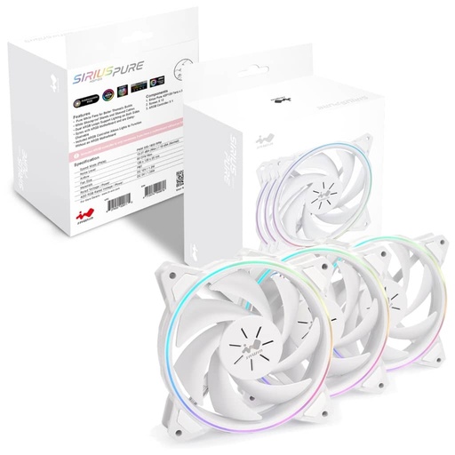 [I_FRINW-949878] Kit 3x Ventilateurs pour Boitier 120mm In Win Sirius Pure, Blanc _ IW-ASP120FAN-3PK
