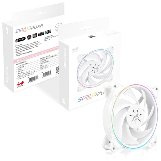 [I_FRINW-949885] Ventilateur pour Boitier 120mm In Win Sirius Pure, Blanc _ IW-ASP120FAN-1PK