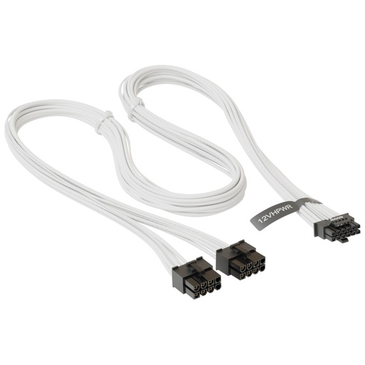 [C_DBPCE-878124] Cable Doubleur 2x PCIe (8pins) vers 1x PCIe5 (16pins) MM, 0.75 m coudé Blanc _ Seasonic SS-2X8P-90°-12VHPWR-600