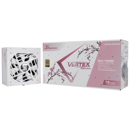 [I_ALSES-878384] Alimentation ATX3.0 Seasonic VERTEX GX WHITE, 1000W Modulaire 80PLUS Gold, Sakura Edition _ 12102GXAFS