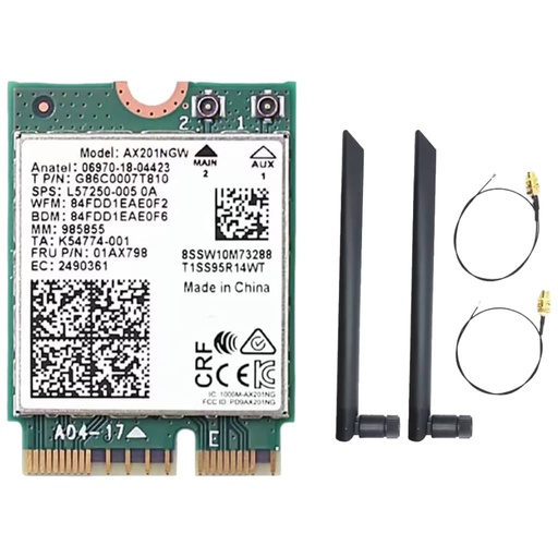 [R_CRINT-728324] Carte réseau EKey M.2 Bluetooth 5.2/WiFi AX200 Intel + Antennes _ AX201.NGW