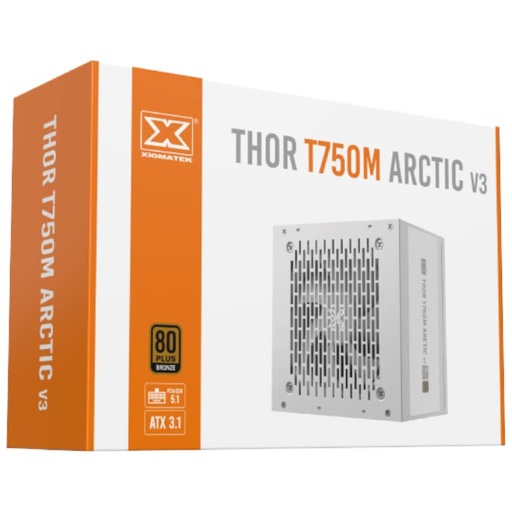 [I_ALXIG-546490] Alimentation ATX3.1 Xigmatek Thor T750M Arctic V3, 750W Modulaire 80PLUS Bronze _ EN46490