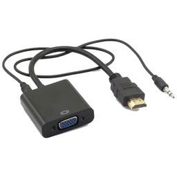 [C_ADHDM-051231] Cable Adaptateur MF HDMI 1.2 vers 1x VGA et Jack 3.5mm,  0.1m Noir (MF-HDM.VGA-0001BK)
