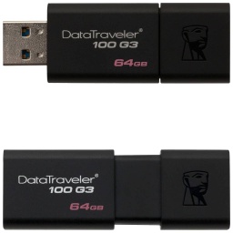[P_SXKGT-211726] Clé USB 3.0 Kingston DataTraveler 100,  64Go Noir (DT100G3/64GB)